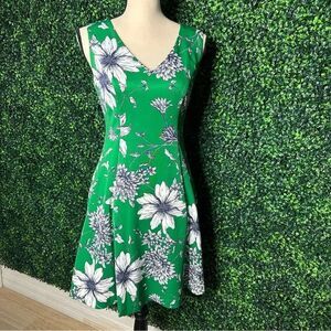 Green Daisy Pockets Dress A-Line Floral Jessica Howard Sz 6P